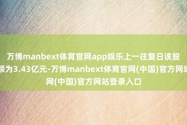 万博manbext体育官网app娱乐上一往复日该股全天成交额为3.43亿元-万博manbext体育官网(中国)官方网站登录入口