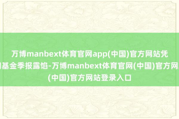 万博manbext体育官网app(中国)官方网站凭证最新一期基金季报露馅-万博manbext体育官网(中国)官方网站登录入口