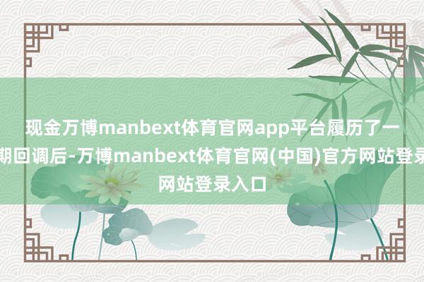 现金万博manbext体育官网app平台　　履历了一段时期回调后-万博manbext体育官网(中国)官方网站登录入口